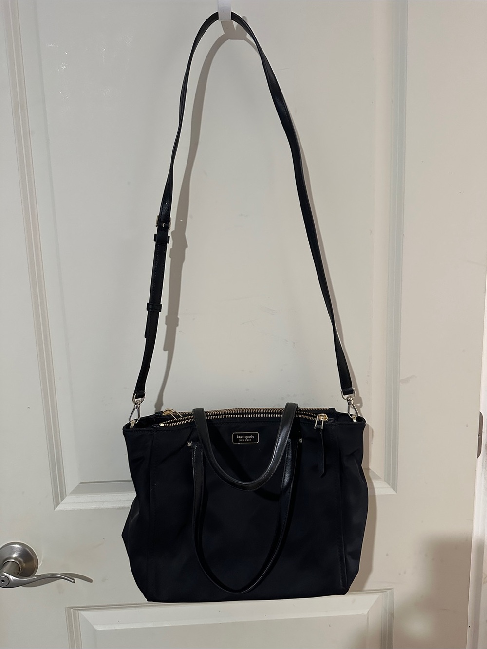 kate spade Black Nylon Convertible Tote with Adjustable Strap
